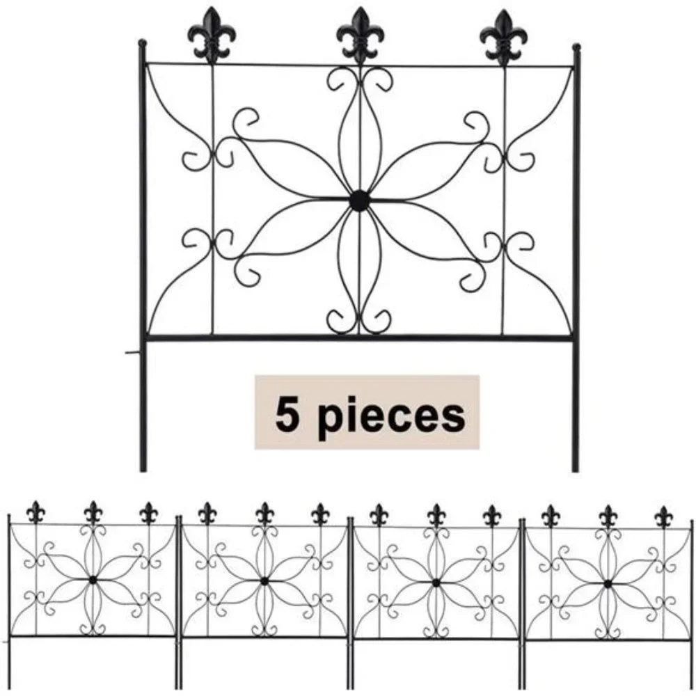 Garden Fence Animal Barrier Decorative Border Fencing 24.2 in x 10ft, 5 Pieces